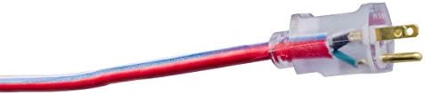 Southwire Heavy Duty Extension Cord, 50Ft, 12 Gauge, 3 Conductor, Outdoor Cord, Lighted End, SJTW, Red/White/Blue, 2548SWUSA1