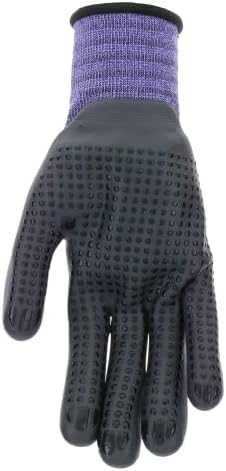 Mud Grip Women's Nylon Seamless Knit Shell Water Resistant Dotted Nitrile Palm Gardening Gloves