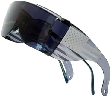 Calabria 3000 Fitover Safety Glasses with Uni-Lens – [Smoke Grey USA] Wrap Around Eye Protection | Anti-Fog Scratch Resistant | Protective Eyewear