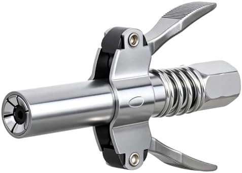 GOOACC Grease Gun Coupler Double Handle Grease Gun Tips 12000 PSI High Pressure 6 Thickened Jaws Quick Lock Grease Coupler Compatible with 1/8" NPT Grease Gun Fitting for Automobiles Ships Machinery