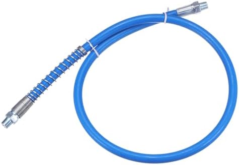 HARFINGTON Grease Gun Hose 31.5" 10000 PSI Spring Flex High Pressure Quick Release Grease Replacement with Coupler 1/8" NPT Threads for Grease Gun, Blue