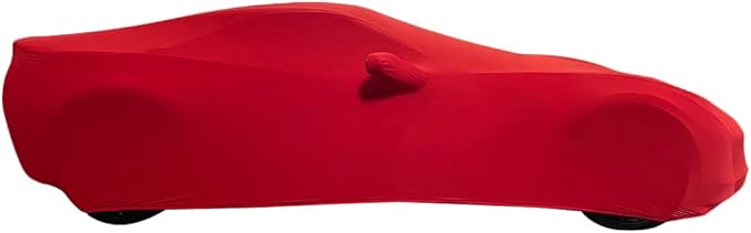 C7 Corvette Indoor Car Cover - Custom Fit Ultraguard Stretch Satin Dust Proof, High End with Storage Bag for 2014-2019 Stingray, Z51, Z06, Grand Sport Corvettes (Red)