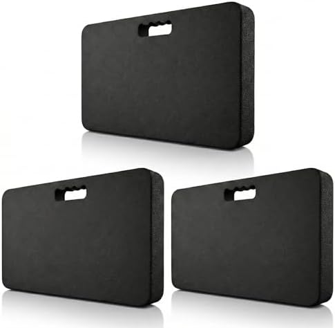 Gardzen 3 Pack Extra Thick Kneeling Pad for Gardening Work, 1.5 Inch Soft NBR Foam Knee Cushion Bathing Baby, Large Smooth Kneeler Mat Yoga Exercise, 18x11, Black