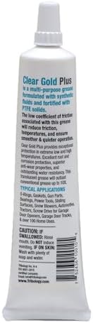 TTL Clear Gold Plus PTFE Grease, Clear, 3.5 oz – NSF H1 Food Grade Multi-Purpose Lubricant for O-Rings, Bearings, Garage Doors, Power Tools, Automotive, 3D Printers – Non-Melt, Rust Resistant