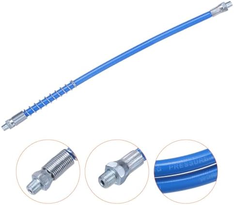 HARFINGTON Grease Gun Hose, 15.7" Blue, 10000 PSI, Spring Flex, Quick Release, 1/8" NPT Threads