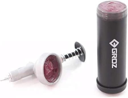 Groz Mini Push Type Grease Gun, 1000 PSI Steel Barrel for Impact Wrench Flush Fittings, 3 oz Cartridge, Die-Cast Aluminum Head, 3 Needle Nozzles 0.028"/0.039"/0.055" (43105)