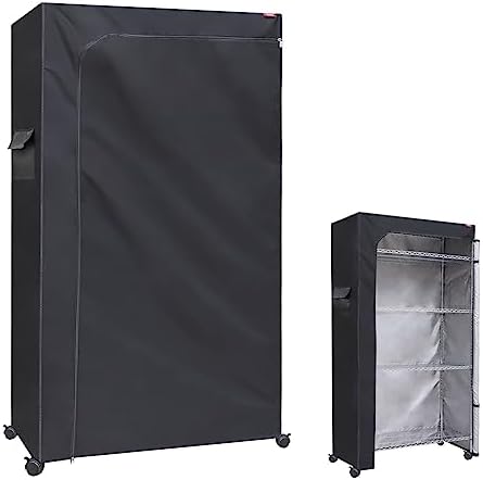 Heavy Duty Wire Shelf Rack Cover - Dustproof & Waterproof for Garage/Indoor Use with Two-Way Zipper, 48.5x18.5x82.5 Inches, Black (Shelves Not Included)