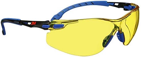 3M Safety Glasses, Solus 1000, Scotchgard Amber Lens, Blue/Black Frame