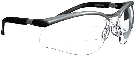3M Safety Glasses, BX Dual Readers, +2.0, Clear Lens, Silver/Black Frame