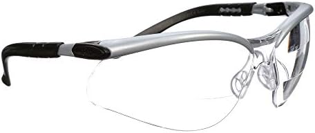 3M Safety Glasses, BX Dual Readers, +1.5, Clear Lens, Silver/Black Frame