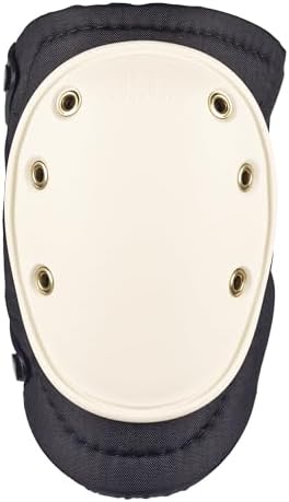 ALTA 50403 AltaFLEX Knee Protector Pad, Black Cordura Nylon Fabric, AltaLOK Fastening, Hard Cap, Long, White