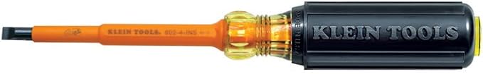 Klein Tools 602-4-INS 1/4-Inch Cabinet Tip Insulated Screwdriver, Made in USA, 4-Inch