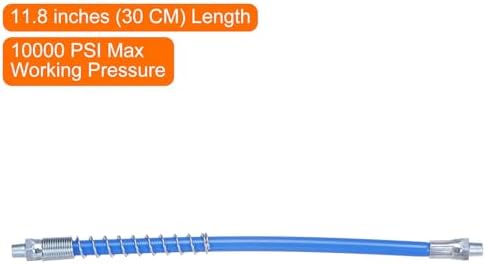 HARFINGTON Grease Gun Hose 11.8" 10000 PSI Spring Flex High Pressure Quick Release Grease Replacement with Coupler 1/8" NPT Threads for Grease Gun, Blue