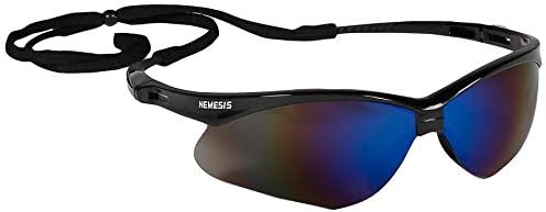 KleenGuard V30 Nemesis Safety Glasses / Sunglasses 14481 Black Frame, Blue Mirror Lens (6 Pair)