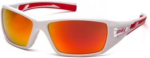 Pyramex Velar Safety Glasses, White-Red Frame/Sky Red Mirror Lens