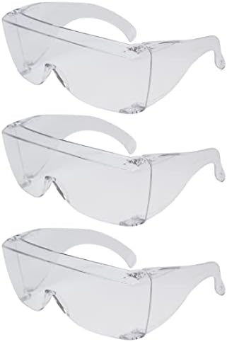 Calabria 3000 Fitover Safety Glasses with Uni-Lens – [Clear - 3 Pack] Wrap Around Eye Protection | Anti-Fog Scratch Resistant | Protective Eyewear
