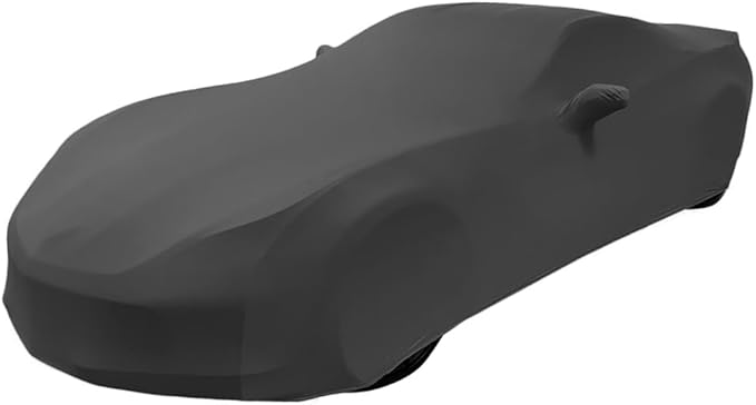 SR1 USA C7 Corvette Indoor Car Cover - Custom Fit Ultraguard Stretch Satin Dust Proof, High End with Storage Bag for 2014-2019 Stingray, Z51, Z06, Grand Sport Corvettes (Dark Gray)