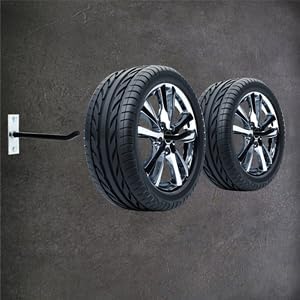 Sinoer 10-Inch Heavy Duty Steel Tire Rack Wall Mount (4-Pack) – Anti-Slip Garage Tires Hooks for Tire, Wheel, Ladder, Bike & Tool Storage – Garage Organization Hanger with Screws & Anchors, Black