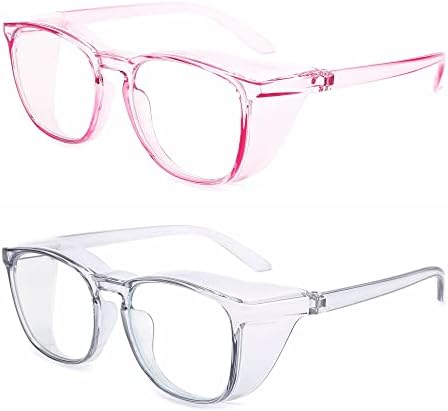 Alsenor Safety Glasses Anti Fog Goggles Protective Eyewear Blue Light Blocking Anti Dust UV Protection Glasses For Men Women (2 Pack(purple+Blue))