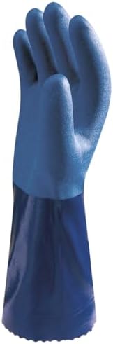 SHOWA CS720 Double Coated Nitrile Chemical Resistant Safety Gloves with Poly Liner, Food Safe, 12" Length, Medium (12 Pair)