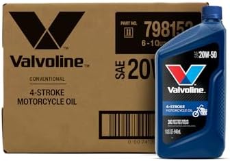 Valvoline 4-Stroke Motorcycle SAE 20W-50 Motor Oil 1 QT, Case of 6