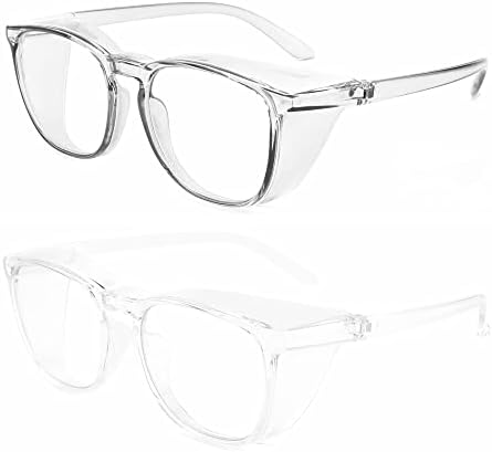 Alsenor Safety Glasses Anti Fog Goggles Protective Eyewear Blue Light Blocking Anti Dust UV Protection Glasses For Men Women (2 Pack(grey+transparent))