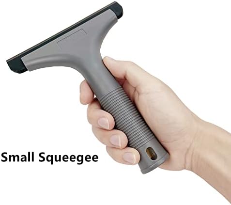 Super Flexible Silicone Squeegee, Auto Water Blade, Water Wiper, Shower Squeegee, 5.9'' Blade and 7.5'' Long Handle, for Car Windshield, Window, Mirror, Glass Door, Grey Black