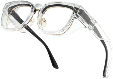 Alsenor Safety Glasses Anti Fog Goggles Fit Over Prescription Eyewear Blue Light Blocking Oversized Eyeglasses For Men Women (Oversized-Clear)