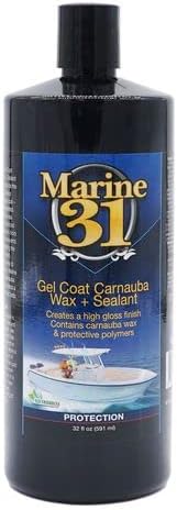 Marine 31 Gel Coat Carnauba Wax & Sealant | Protects & Enhances Gel Coat Surfaces | Long-Lasting Protection for Boats | M31-701 | 32oz