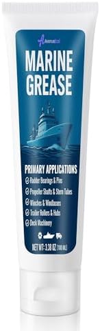 3.38 oz Marine Grease Tube, Premium Marine Grade Grease, Waterproof High Temp (0°F - 500°F) Bearing Lube for Propeller Shafts, Rudder Bearings, Trailers & Boat Maintenance (1 Pack)
