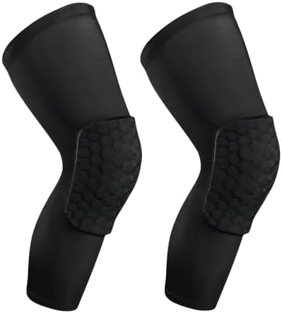 SUJAYU 2 Pack Basketball Knee Pads Sleeves, Honeycomb Anti Collision Knee Pads Leg Compression Sleeves, Outdoor Sports Sleeves for Skating Wrestling Soccer Football Volleyball (Black, Small)