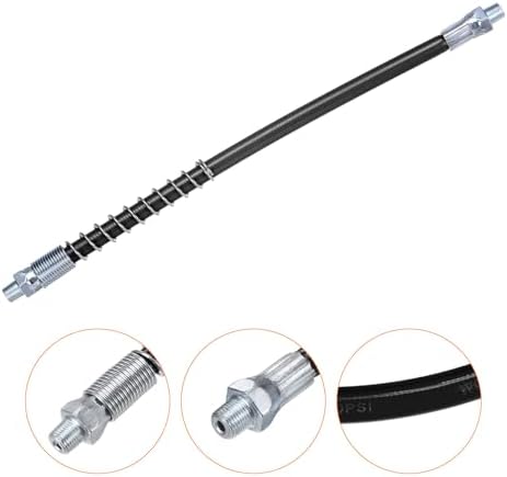 HARFINGTON Grease Gun Hose 11.8" 10000 PSI Spring Flex High Pressure Quick Release Grease Replacement with Coupler 1/8" NPT Threads for Grease Gun, Black