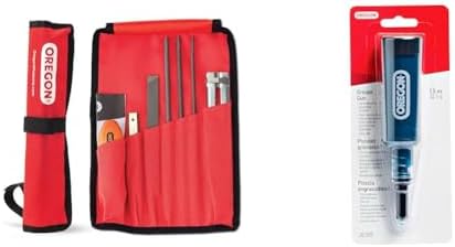 Oregon Universal Chainsaw Field 7pc Sharpening Kit & Grease Gun for Chainsaws, Pre Loaded All Purpose Lubricant, Easy Refill, Universal for Most Makes/Models of Saw Chains