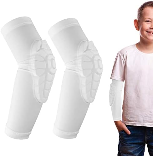 AceList Kids Youth Elbow Pads (Pair) - Honeycomb Padded Compression Arm Sleeves for Baseball, Softball, Volleyball & Basketball - Youth Elbow Guard for Boys & Girls Ages 5-15