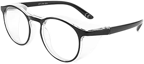 Alsenor Safety Glasses Anti Fog Goggles Protective Eyewear Blue Light Blocking Anti Dust UV Protection Glasses For Men Women (Round-Black)