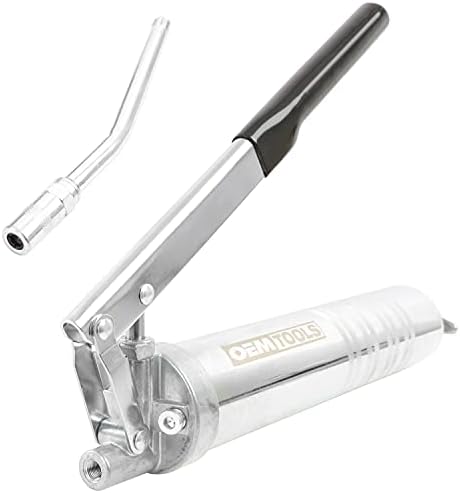 OEMTOOLS 87202 Heavy Duty Dual Pressure Lever Action Grease Gun, 6" Grease Coupler, Grease Gun Kit, Manual Grease Guns, Heavy Duty Cordless Grease Gun