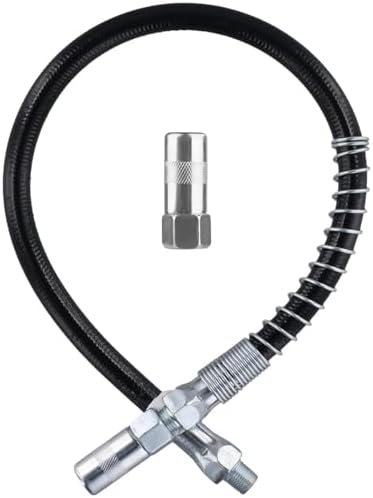 18 Inch Spring Flex Hose Grease Gun Hose Max Working Pressure 10000 PSI Compatible with All 1/8" NPT Grease Gun