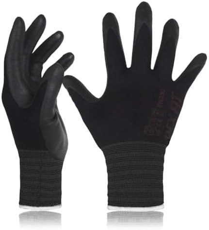 DEX FIT Nitrile Work Gloves FN330, 3D Comfort Fit, Touchscreen Grip Gloves for Warehouse, Construction, Package Handling, Delivery & General Work, Men & Women, Black, S, 1 Pair