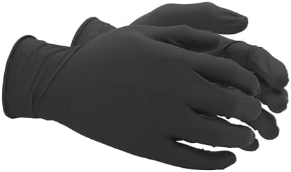 SHOWA 6112PF Sustainable EBT Latex-Free, Powder-Free, Nitrile Disposable Single Use Safety Gloves, 4 Mil, 9.5" Length, Black, Medium, (1 Box/100 Gloves)