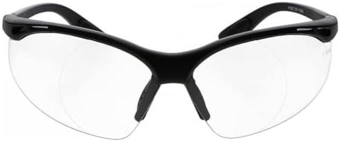 Full Lens Magnifying Safety Reading Glasses, Black Frame, Clear Lens