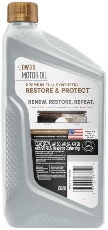 Valvoline Restore & Protect Full Synthetic 0W-20 Motor Oil 1 Quart