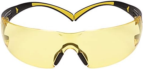 3M Safety Glasses, SecureFit, Scotchgard Amber Lens, Yellow/Black Frame