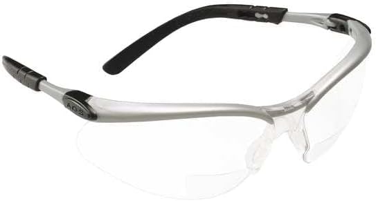 3M Safety Glasses, BX Readers, +2.0, Anti-Scratch Gray Lens, Silver Frame
