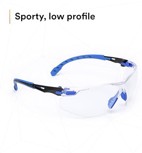 3M Safety Glasses, Solus 1000, Scotchgard Clear Lens, Blue/Black Frame