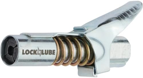 LockNLube Grease Gun Coupler, Patented Locking Jaws Create A Secure, Leak-Free Seal, The Original Rebuildable Locking Coupler, Rated to 10,000 PSI (Pack of 2)