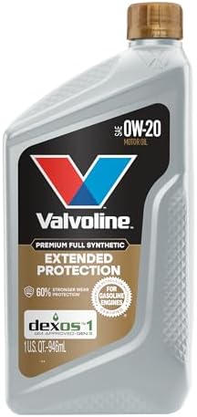 Valvoline Extended Protection Full Synthetic Motor Oil SAE 0W-20 1 QT, Case of 6