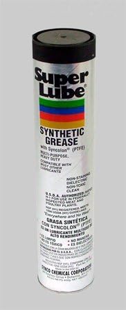 Super Lube Multi-Purpose Synthetic Grease w/Syncolon-High Temperature, Water&Corrosion Resistant Grease-Workshop&Industrial Use-Food Grade-Translucent White- Cartridge - 14.1 oz (41150) (Pack of 12)