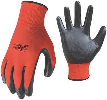 GREASE MONKEY Nitrile Coated Work Gloves, Large, 15 Pair, Red and Black