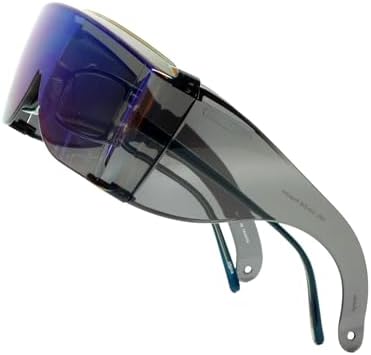 Calabria 3000 Fitover Safety Glasses with Uni-Lens – [Green Mirror] Wrap Around Eye Protection | Anti-Fog Scratch Resistant | Protective Eyewear