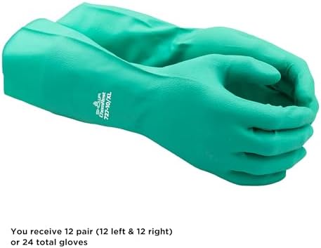 SHOWA 727 Chemical Resistant Gloves, 15-mil Nitrile, X-Large, 12-Pack